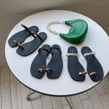 fashion Clip Toe Women Slippers Fashion Flip Flops Flat Heeld Casual Sandals Slides Black White Slip On Summer Outside Beach Shoes 35-39 5.5 чёрный