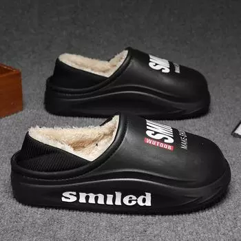 Fashion Cloud Slipper Men s Slippers Shoes for Men Waterproof Heel Covering Indoor and Outdoor Wear-resistant Snow Non-Slip Thick Bottom 40 серый