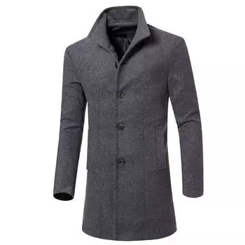 Fashion Coat Trench Mens Jacket Winter Warm Wool Coat Outwear Long Overcoat L
