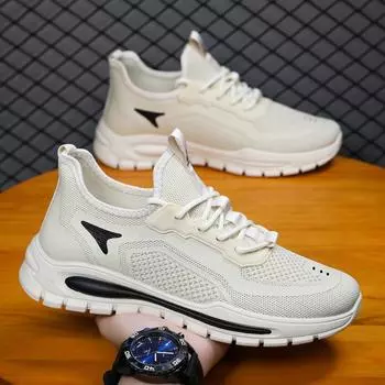 Fashion Coconut Men s Shoes 2024 New Breathable Mesh Sports Shoes Men s Korean Versatile Mesh Running Shoes 39 серый