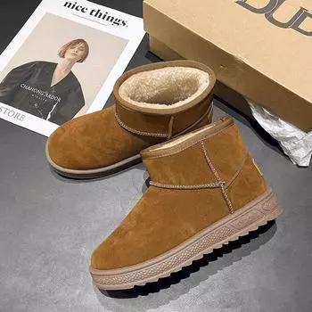 Fashion Cold Resistant and Warm Winter Snow Boots, Fashionable Outdoor Versatile Women s Shoes, Fashionable Women s Velvet Cotton Shoes 36 коричневый