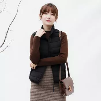 FASHION Cold Winter Women s 90 Velvet Women s Clothes Stand-up Neck Vest Seamless Pressed Down Jacket Vest Large Size Jacket Winter Clothes S белый