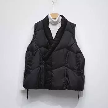 FASHION cold winter women s loose 90 fleece solid color stand-up collar vest women s vest women s new down jacket Clothes M чёрный