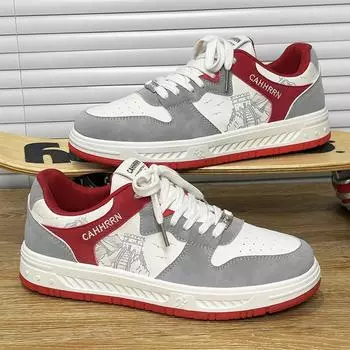 Fashion Color Matching Breathable Leather Splicing Men S Board Shoes Work Leisure Daily Sports Men S Shoes 39