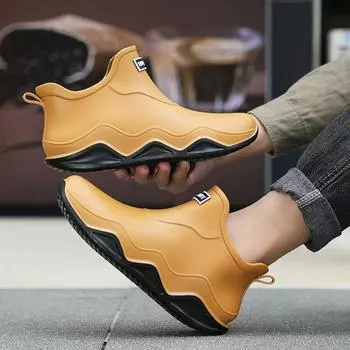 Fashion color matching new men s shoes couple short rain shoes size 36-44 waterproof glue shoes on rainy days 36