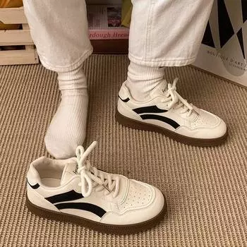 Fashion commuter Internet celebrity retro versatile thick baseplate shoes women 2025 new spring and autumn lightweight low-top sports board shoes 35 чёрный