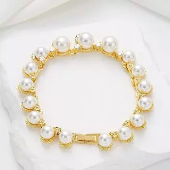 Fashion Commuter Pearl Bracelet Vintage Wrap Inlaid Zircon Baroque Jane Imitation Pearl Bracelet 18K