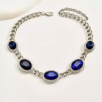 Fashion commuter style women s collarbone chain retro light luxury full of diamonds personalized necklace temperament versatile steel chain necklace