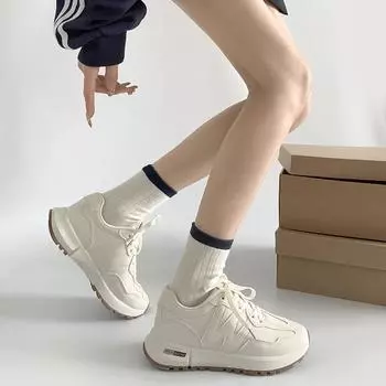 Fashion commuting, light and versatile platform white shoes, women s 2025 new popular spring and autumn height increase casual sports shoes 35 синий
