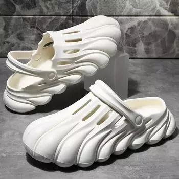 мода Comwarm Летние мужские сабо Тапочки Пляжные сандалии Мужские быстросохнущие речные и морские тапочки Плавание Hollow Design Flats Повседневная обувь 40-41 чёрный