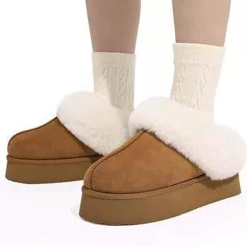 Fashion Comwarm Women Fluffy Fuzzy Slippers Thick Sole Furry Winter Slippers Famale Indoor Warm House Slippers Platform Bedroom Slippers 36-37 серый