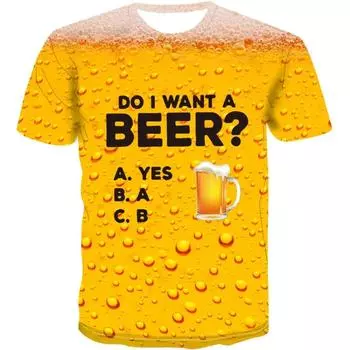 Fashion Cool Yellow T-Shirt Fanta beverage Beer 3D Printed Style Casual Quick Drying T-Shirt Round Neck men s Tops S