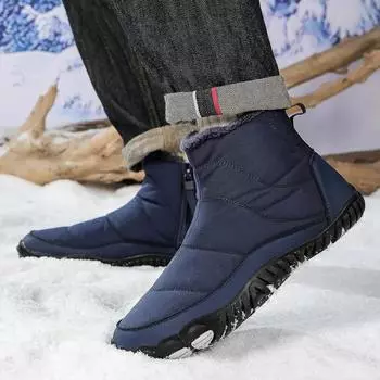 Fashion Cotton Boots Men/women Large Size 47 Waterproof Snow Boots Winter Warm Comfort Zipper Anti Cold Non-slip Cotton Boots 36 чёрный