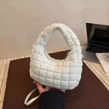 Fashion cotton clothes, armpit bag, new padded portable shoulder oblique span bag, large-capacity women s bag tide белый