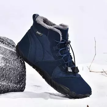 Fashion Cotton Hiking Boots Winter Plus Velvet High Tops Wear-resistant Outdoor Snow Boot Casual Sports Warm Plush Non-slip Men s Shoes 36 чёрный