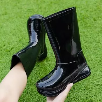 Модные хлопковые дождевые туфли женские водонепроницаемые и нескользящие водные туфли короткие галоши новые модные средние резиновые сапоги женские 36