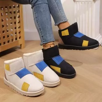 Fashion Cotton Shoes Women s Winter Boots 2024 New Snow Boots Women s Velvet Thickened Warm Flat Short Boots Women s Non-slip 36 бежевый