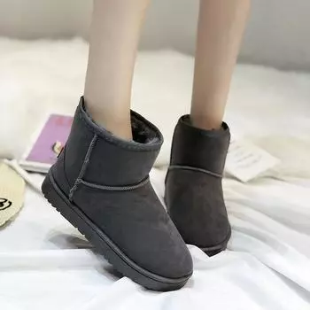 Fashion Cotton Shoes Women s Winter Boots 2024 New Snow Boots Women s Velvet Thickened Warm Flat Short Boots Women s Non-slip 36 чёрный