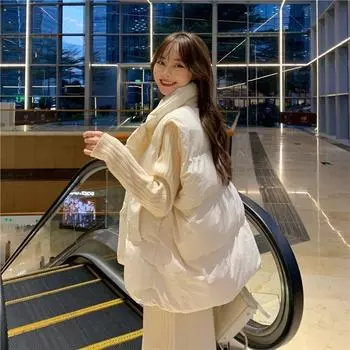 FASHION cotton vest 2024 new women s winter loose outer wear sleeveless vest vest vest bread clothes winter coat Clothes S