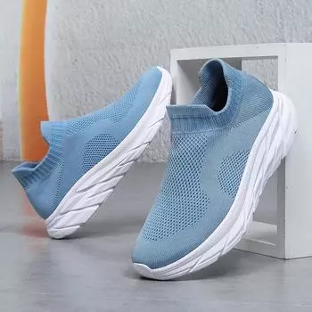 Fashion Couple Casual Shoes Fly-woven Breathable Men s and Women s Sports Running Shoes Non-slip Thick Sole Lightweight Men s Sneakers 36 синий