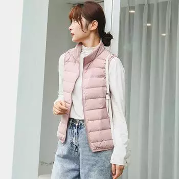 FASHION Couple Seamless Down Vest Men s Wear Winter Light Down Jacket Liner Large Size Warm St-up Collar Jacket Vest Women s Clothes S