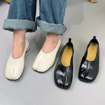Модные туфли на плоской подошве из воловьей кожи Мэри Джейн для повседневных прогулок в стиле ретро с раздельными носками женские туфли из натуральной кожи 35