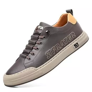 Модные плоские спортивные туфли из коровьей кожи для мужчин, весна-осень, новые дизайнерские повседневные кроссовки, мужские однотонные кожаные туфли Zapatos De Hombre 38