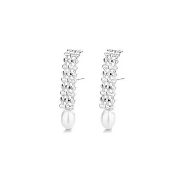 Fashion Creative Atmosphere Braided Texture Glossy Earrings Design Sense Water Drop Pearl Earrings Personality Wind