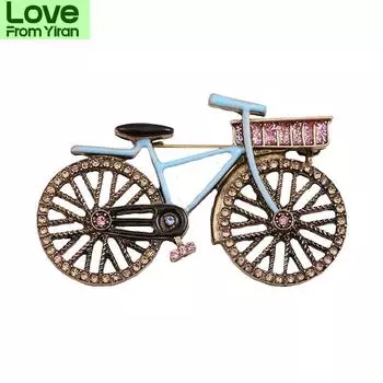 Модные креативные цвета горный хрусталь велосипед брошь милый ретро кардиган куртка шелковый шарф булавка пряжка корсаж броши аксессуары