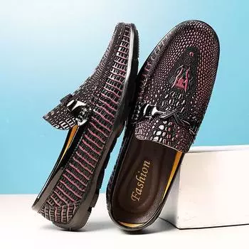 Модные мужские повседневные туфли с крокодиловым узором из натуральной кожи, туфли на плоской подошве, модные модные лоферы, новая мужская обувь класса люкс 36