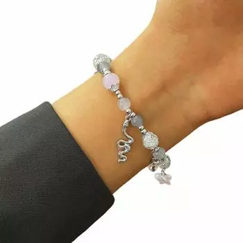 Модный браслет с подвеской в виде змеи из хрустальных бусин, женский пятиконечный регулируемый браслет с кисточками для вечеринок и свадеб