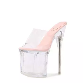 Fashion Crystal Car Model Nightclub Princess Extra Slim Heels Waterproof Platform Hatred Sky High Transparent Super High Sandals 34