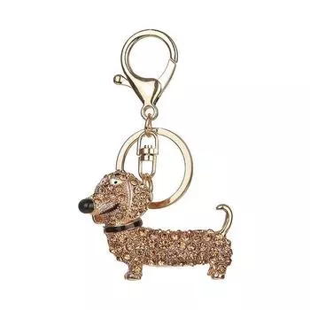 Fashion Crystal Dachshund Dog Shape Keychain Pendant One Size шампанского