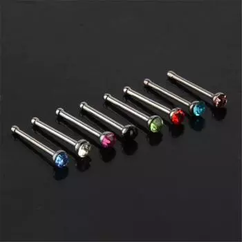 Fashion Crystal Girl Stainless Steel Nose Ring Nose Studs Ring Rhinestone Body Piercing Jewelry разноцветный