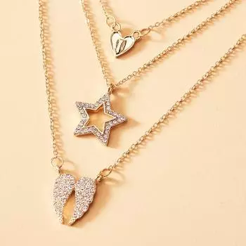 Fashion Crystal Lucky Eye Heart Butterfly Pendant Necklace For Women Gold Color Layered Chain Choker Necklaces Jewelry