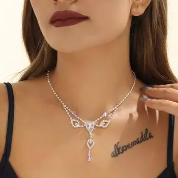 Модное ожерелье с подвеской в виде капли воды из кристаллов, женское свадебное банкетное ювелирное ожерелье, бижутерия