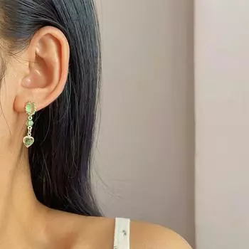 Fashion Crystal zircon love pendant earrings simple greenn jewelry earrings party holiday gifts