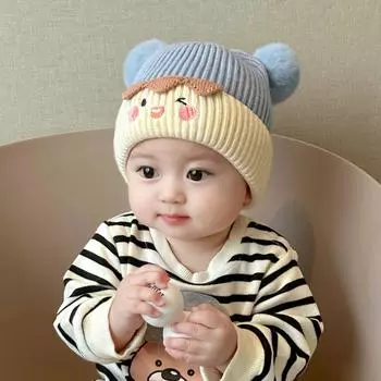 Fashion Cute Beanie Cap Knitted Thicken Pullover Hat Autumn Winter Toddler Knitted Hat