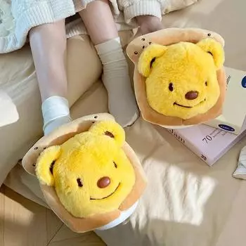 Fashion Cute Cartoon Fluffy Slippers Femle Winter Soft Plush Thick Bottom Indoor Anti Slip Versatile Trendy Women s Cotton Slippers 36-37 жёлтый
