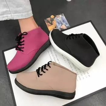 Fashion Cute Women s Rainshoes Waterproof Non-Slip Rubber Shoes Women s Rain Boots Short Tube Korean Lace Up Flat Rain Shoes2024 35 красный