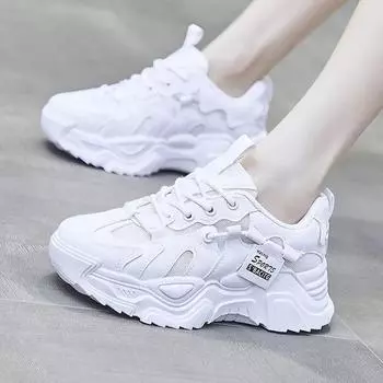 fashion Dad Chunky Sneakers Casual Vulcanized Shoes Woman High Platform Winter Sneakers Femme Lace Up White Basket Sneakers Women 2024 35