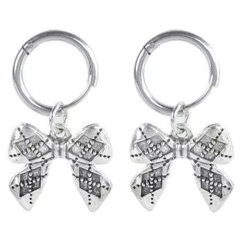 Fashion Dangle Earrings Small Hoop Earrings Sweet Cool Metal Bowknot Pendant Earrings Statement Jewelry for Women Girl серебряный
