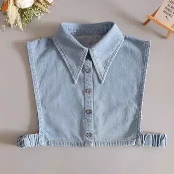 Модный джинсовый воротник с имитацией воротника для женщин с большими лацканами, женские накладные воротники, украшения, съемные воротники, блузка с завязками, съемный узелок Kraagie