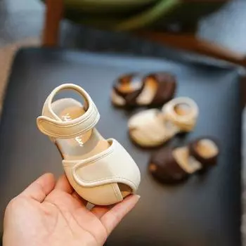 Fashion Design Children Sandals 2024 Summer Kids Beach Shoes Open-toed Sandals Girls Casual Sport Flat Princess Sandals 15 insole12cm бежевый