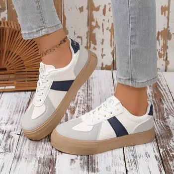 Fashion Design Fashion Casual Shoes for Women Outdoor Lace Up Sneakers Female Comfortable Versatile Sport Shoes Women s Vulcanize Shoes 36 серый