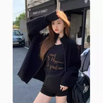 FASHION Design Sense Двойная молния Высокий стоячий воротник свитер женский осень и зима новый свободный ленивый ветер вязаный кардиган одежда one size fits all серый