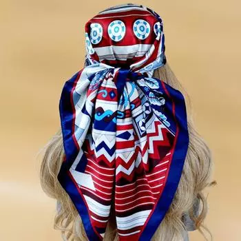 Модный дизайн солнцезащитные шарфы популярные 90X90 см квадратный шелковый хиджаб Four Seasons женский платок 2024 новая модель пляжные шали