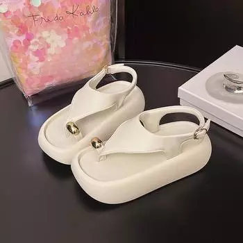 Fashion design thick-soled heightening set of toe sandals women s summer new simple casual beach cool slippers 35