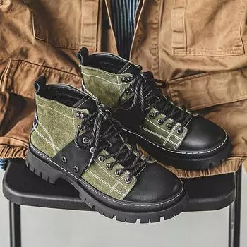 Fashion Designer Brand Men s Motorcycle Boots Street Work Boots Trendy Knight Boots Men s Casual Short Boots Green Fashionable 38 коричневый