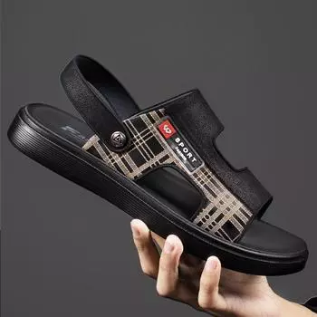 Модные дизайнерские новые кожаные сандалии на платформе для отдыха на открытом воздухе для мужчин, модные повседневные мужские тапочки на мягкой подошве 38